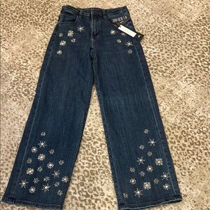 NWT Liverpool Dark Blue Flare Jeans with Embellishments size 26